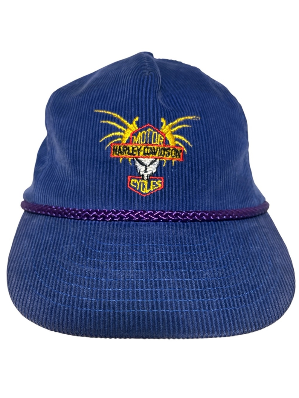 Vintage HARLEY DAVIDSON Motorcyles Corduroy SnapBack Hat